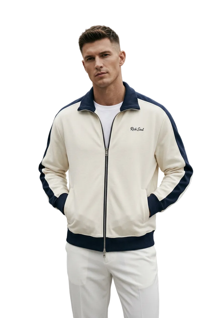 Contrast Trim Stand Collar Jacket