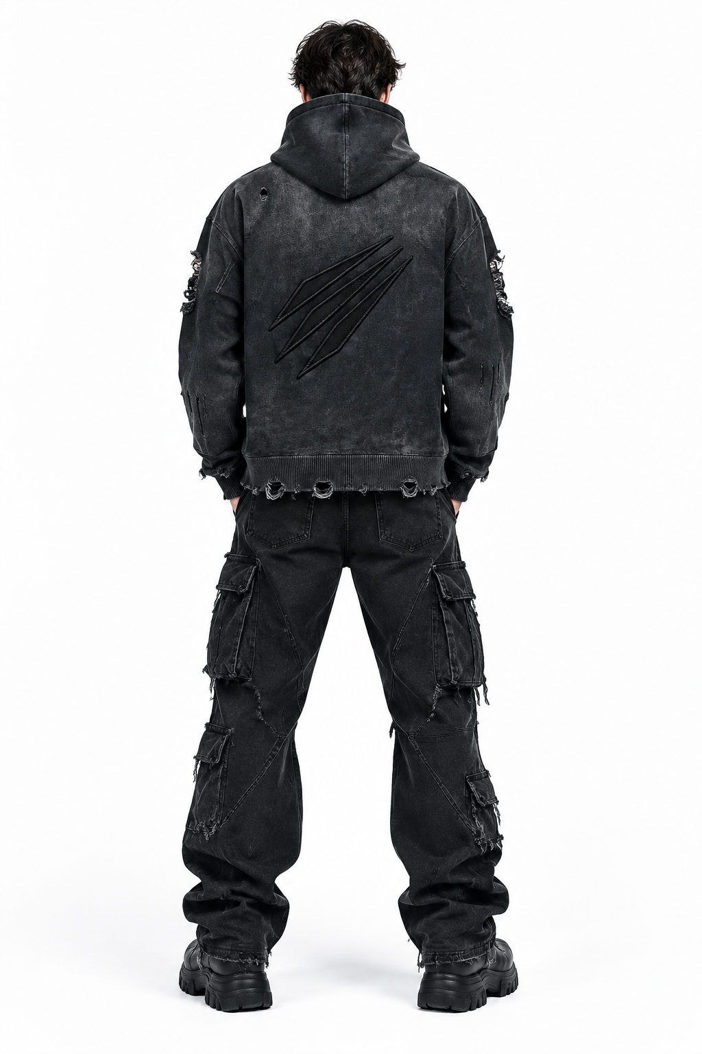 Distressed Heavyweight Full-Zip Hoodie