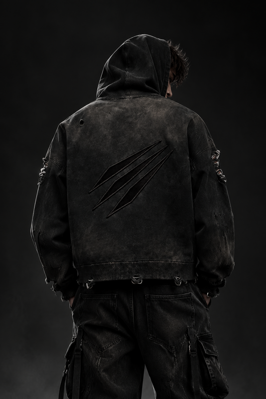 Distressed Heavyweight Full-Zip Hoodie