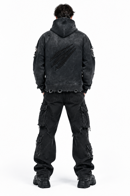 Distressed Heavyweight Full-Zip Hoodie
