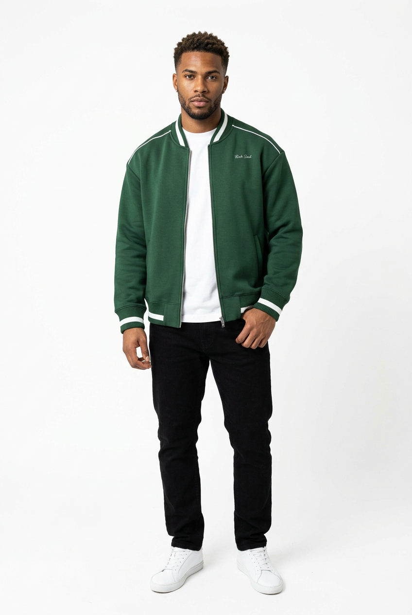 Piped Zip Bomber Jacket