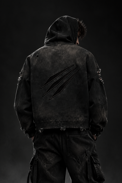 Distressed Heavyweight Full-Zip Hoodie